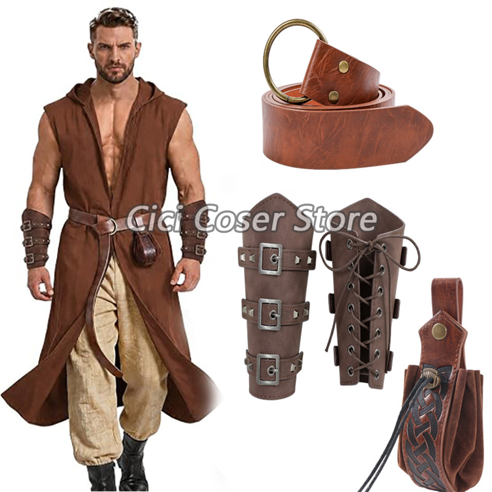 Cosplay Prop - Medieval PU Leather Belt Bracers Waist
